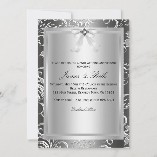 Floral Swirl Foto 50th Wedding Jubileum Invite Kaart (Achterkant)