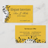 Floral Swirl Interior Designer Elegant Visitekaartje (Voorkant / Achterkant)