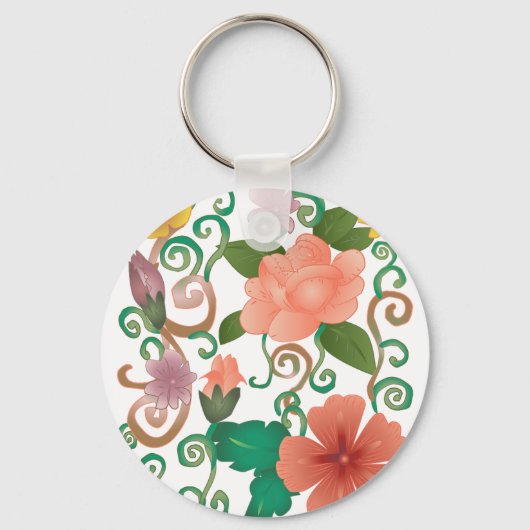 Floral Swirl Ornaments Sleutelhanger (Voorkant)