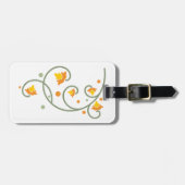 Floral Swirl Pattern met Sinaasappel en Gele Bloem Bagagelabel (Voorkant horizontaal)