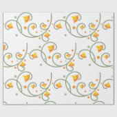 Floral Swirl Pattern met Sinaasappel en Gele Bloem Cadeaupapier (Vlak)