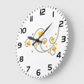 Floral Swirl Pattern met Sinaasappel en Gele Bloem Grote Klok (Hoek)