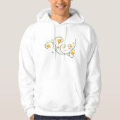 Floral Swirl Pattern met Sinaasappel en Gele Bloem Hoodie (Voorkant)