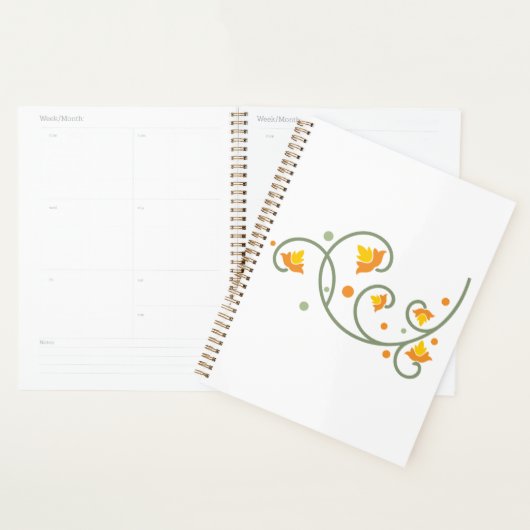 Floral Swirl Pattern met Sinaasappel en Gele Bloem Planner (Display)