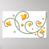 Floral Swirl Pattern met Sinaasappel en Gele Bloem Poster (Voorkant)