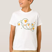 Floral Swirl Pattern met Sinaasappel en Gele Bloem T-shirt (Voorkant)
