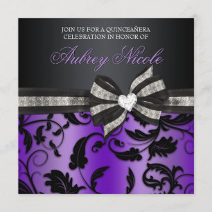 Floral Swirl Quinceañera nodigt uit met juwelen Kaart