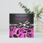 Floral Swirl Quinceañera nodigt uit met juwelen Kaart (Staand voorkant)