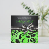 Floral Swirl Quinceañera nodigt uit met juwelen Kaart (Staand voorkant)