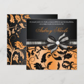 Floral Swirl Quinceañera nodigt uit met juwelen Kaart (Voorkant / Achterkant)