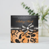 Floral Swirl Quinceañera nodigt uit met juwelen Kaart (Staand voorkant)