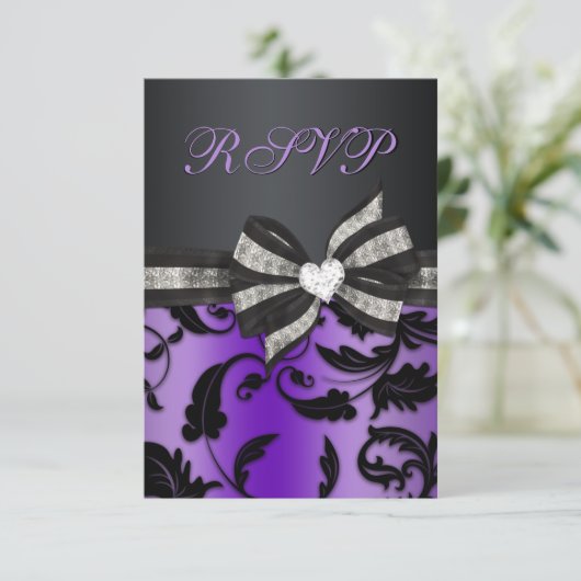 Floral Swirl RSVP met juwelen (Staand voorkant)