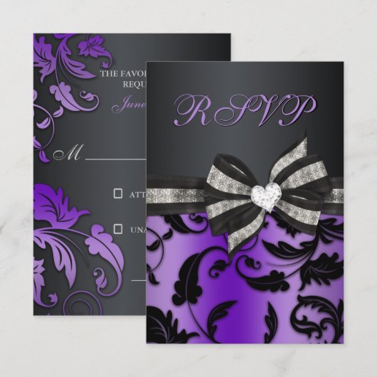 Floral Swirl RSVP met juwelen (Voorkant / Achterkant)