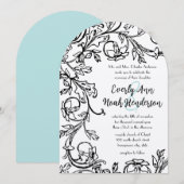   "Floral Swirl Wedding"-uitnodigingen Kaart (Voorkant / Achterkant)