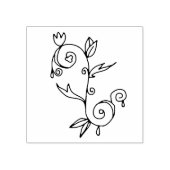 Floral Swirl Wood Art Stamp Rubberstempel (Afrduk)