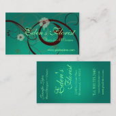 Floral Swirls, Blauwgroen groen Visitekaartje (Voorkant / Achterkant)
