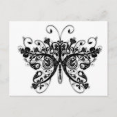 Floral Swirls Butterfly - Black & White Briefkaart (Voorkant)