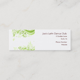 Floral Swirls in Hues of Fresh Green Mini Visitekaartje
