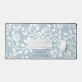 Floral Swirls Sjabloon Elegant Classy Dusty Blue Bureaumat (Keyboard & Muis)