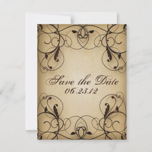  Floral Swirls sparen de Datum Save The Date (Voorkant)