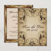  Floral Swirls sparen de Datum Save The Date (Voorkant / Achterkant)