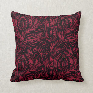 Floral Swirls van de rode en zwarte Paisley Kussen
