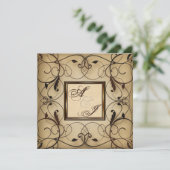 Floral Swirls Wedding Invite Kaart (Staand voorkant)