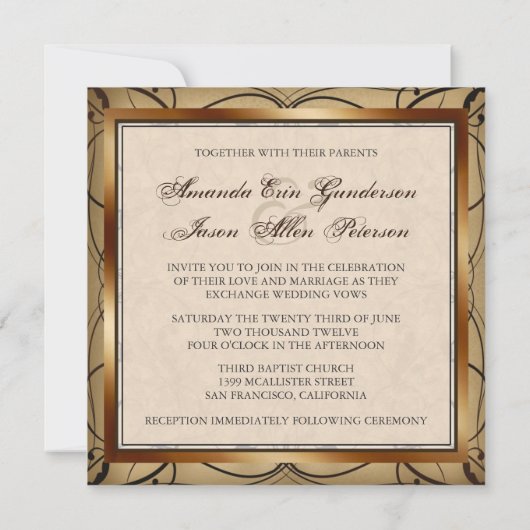  Floral Swirls Wedding Invite Kaart (Achterkant)