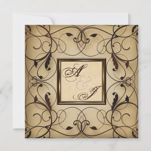 Floral Swirls Wedding Invite Kaart (Voorkant)