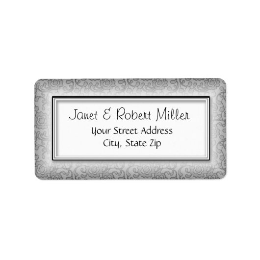 Floral Swirls Zilveren Adresetiketten Etiket (Voorkant)