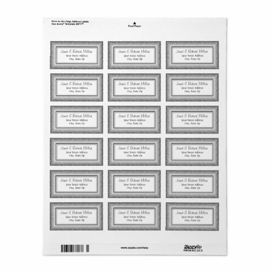 Floral Swirls Zilveren Adresetiketten Etiket (Full Sheet)