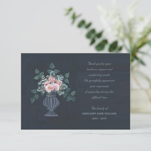 Floral sympathie Hartelijk dank Bedankkaart (Staand voorkant)