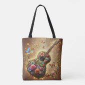 Floral Symphony – betoverend gitaarontwerp Tote Bag (Achterkant)