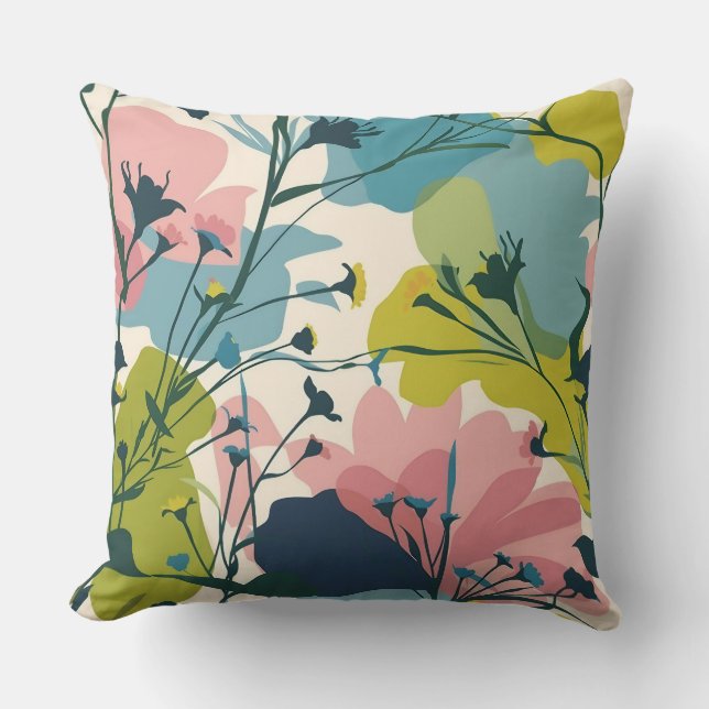 Floral Symphony: een filmisch vectorpatroon Kussen (Voorkant)