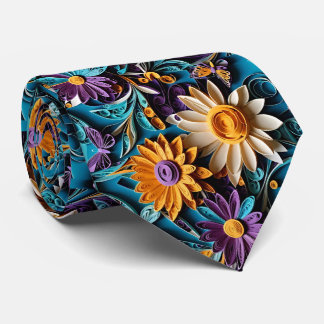 Floral Symphony Quilled Art Necktie Stropdas