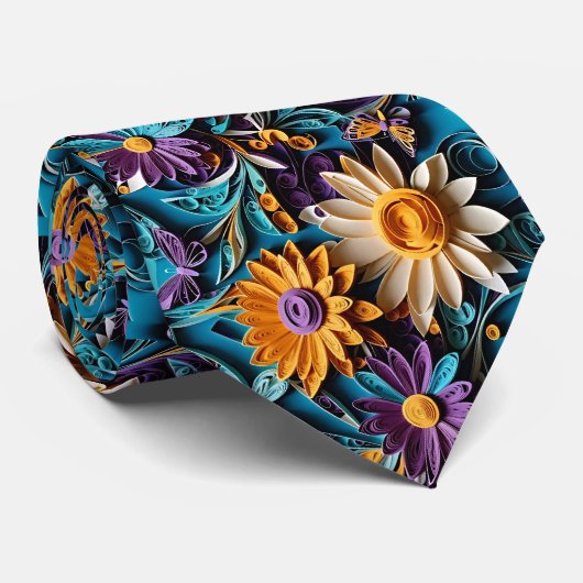 Floral Symphony Quilled Art Necktie Stropdas (Opgerold)