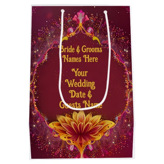 Floral Symphony: Wedding Elegance Collectie Medium Cadeauzakje (Achterkant)