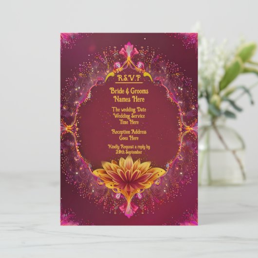 Floral Symphony: Wedding Elegance Collectie Save The Date (Staand voorkant)