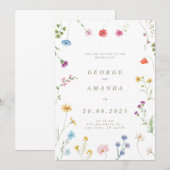 Floral Symphony Wedding Invitation Kaart (Voorkant / Achterkant)
