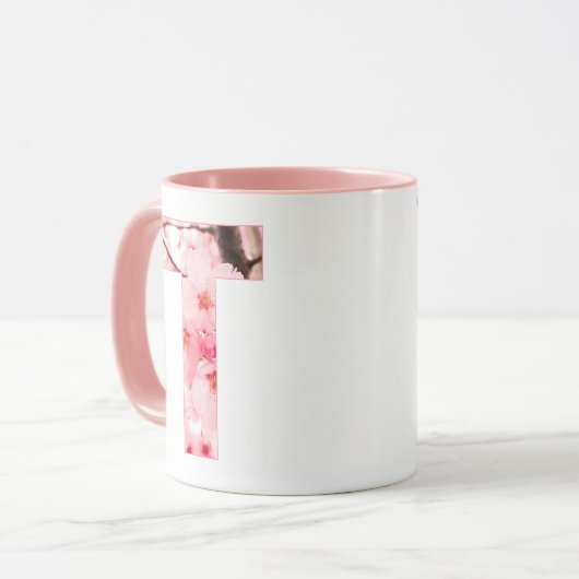 Floral T Initial Mug | Personalized Name & Traits Mok (Voorkant links)