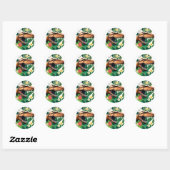Floral T-Rex Ronde Sticker (Vel)