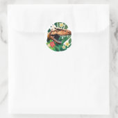 Floral T-Rex Ronde Sticker (Tas)