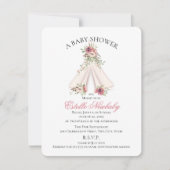 Floral T-shirt Pee Pink Boho Baby shower Kaart (Voorkant)