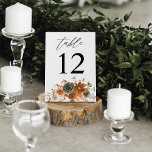 Floral tabelnummer groen en Terra Cotta Kaart<br><div class="desc">Dress uw bruiloft of feesttafels op met de Kaart Groen en Terra Cotta Floral Table Number.</div>