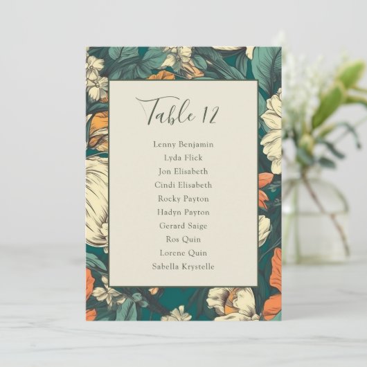 Floral tabelnummer kaart (Staand voorkant)