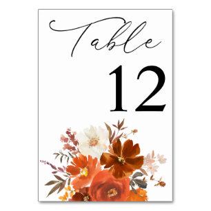 Floral-tabelnummer rode en Oranje Herfst Kaart