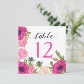 Floral Table Number // Wedding, Vrijgezellenfeest Kaart (Staand voorkant)
