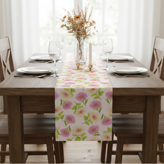 Floral Table Runner - Elegant Wedding & Party Korte Tafelloper