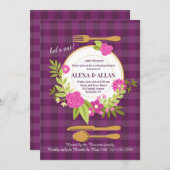 Floral Table Setting Rehearal Dinner Invitation Kaart (Voorkant / Achterkant)