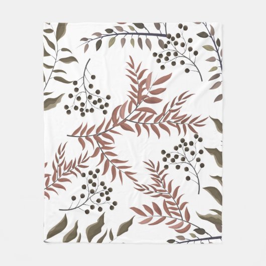 Floral Tan Earthy Design Fleece Blanket Deken (Voorkant)